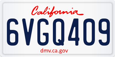 CA license plate 6VGQ409