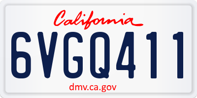 CA license plate 6VGQ411