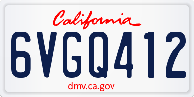 CA license plate 6VGQ412