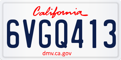CA license plate 6VGQ413