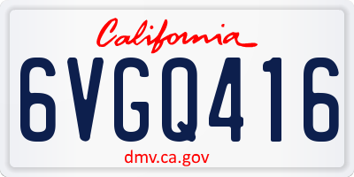 CA license plate 6VGQ416