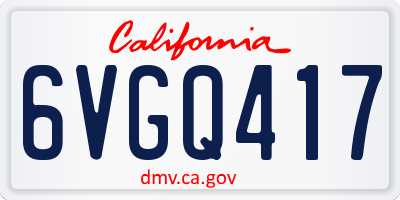 CA license plate 6VGQ417