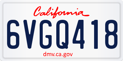 CA license plate 6VGQ418