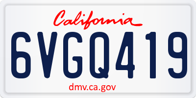 CA license plate 6VGQ419