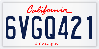 CA license plate 6VGQ421