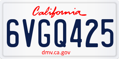 CA license plate 6VGQ425