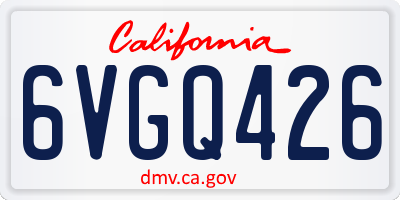 CA license plate 6VGQ426