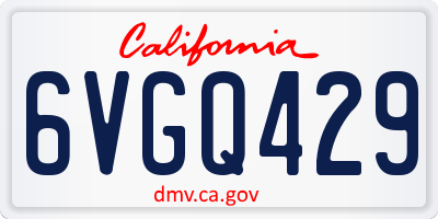 CA license plate 6VGQ429