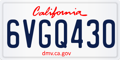 CA license plate 6VGQ430