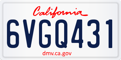 CA license plate 6VGQ431