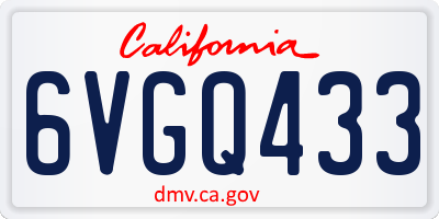 CA license plate 6VGQ433