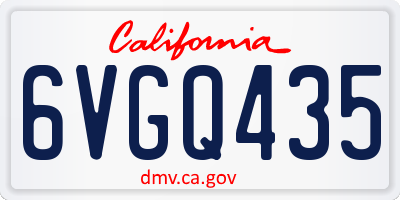 CA license plate 6VGQ435
