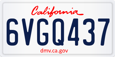 CA license plate 6VGQ437