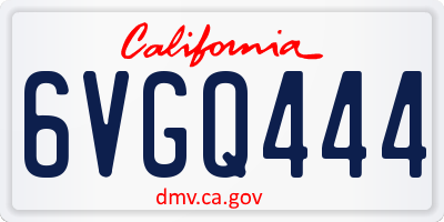 CA license plate 6VGQ444