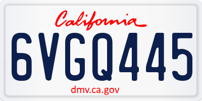 CA license plate 6VGQ445