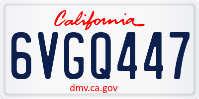 CA license plate 6VGQ447