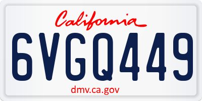 CA license plate 6VGQ449
