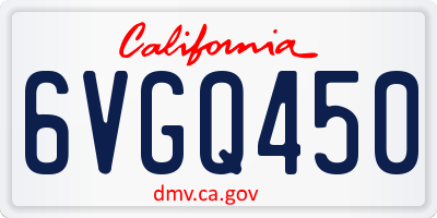CA license plate 6VGQ450