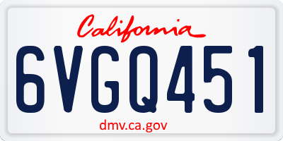 CA license plate 6VGQ451