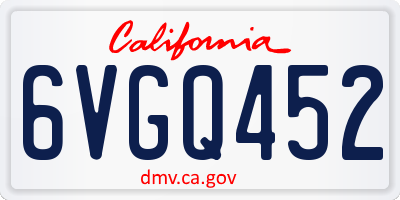 CA license plate 6VGQ452