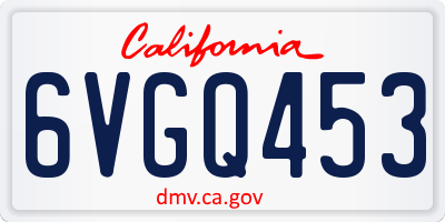 CA license plate 6VGQ453