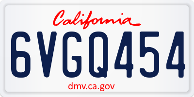 CA license plate 6VGQ454