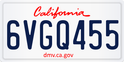 CA license plate 6VGQ455