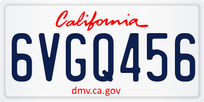 CA license plate 6VGQ456
