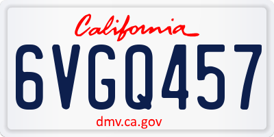 CA license plate 6VGQ457