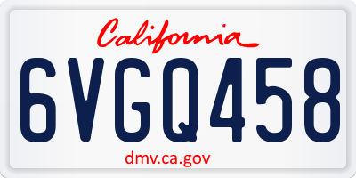CA license plate 6VGQ458