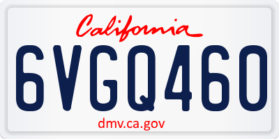 CA license plate 6VGQ460