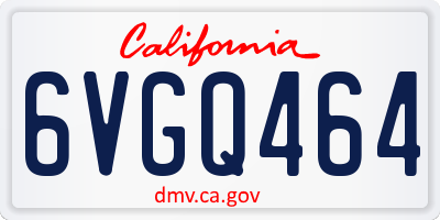 CA license plate 6VGQ464