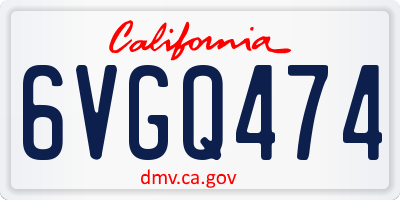 CA license plate 6VGQ474