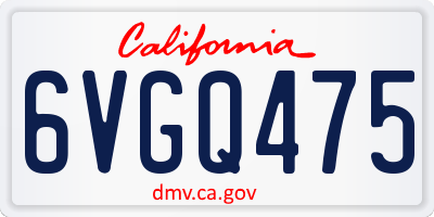 CA license plate 6VGQ475