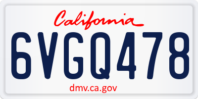 CA license plate 6VGQ478