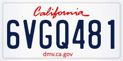 CA license plate 6VGQ481