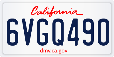 CA license plate 6VGQ490