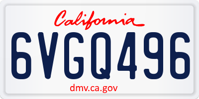CA license plate 6VGQ496