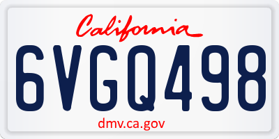 CA license plate 6VGQ498