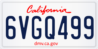 CA license plate 6VGQ499