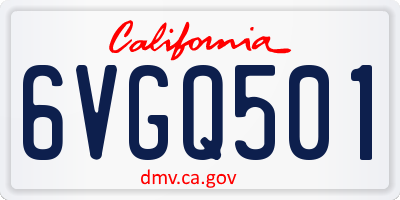 CA license plate 6VGQ501