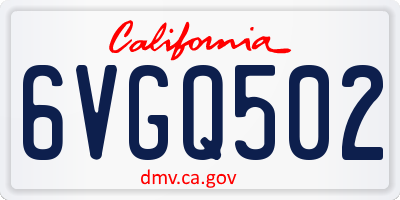 CA license plate 6VGQ502
