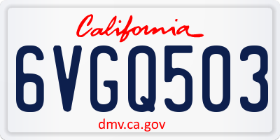 CA license plate 6VGQ503