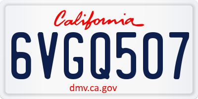 CA license plate 6VGQ507
