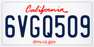CA license plate 6VGQ509