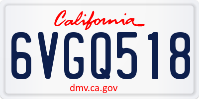 CA license plate 6VGQ518