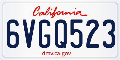 CA license plate 6VGQ523