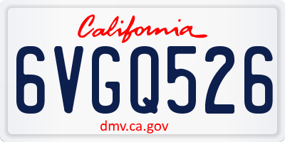 CA license plate 6VGQ526