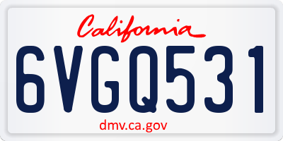CA license plate 6VGQ531