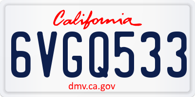 CA license plate 6VGQ533